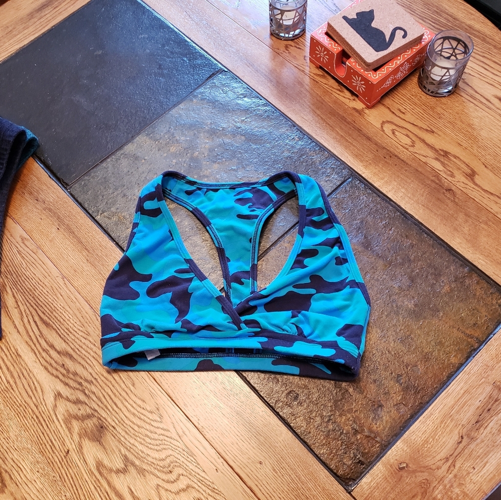 Celestial Bodiez T-Back Sports Bra - Blue Camo